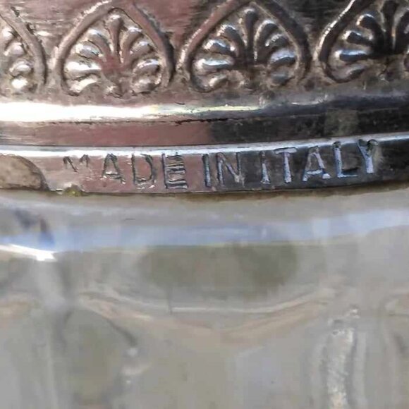 VTG Italian Diamond Point Crystal Decanter W/Silverplated Dog Head Spout/Han - Picture 11 of 11